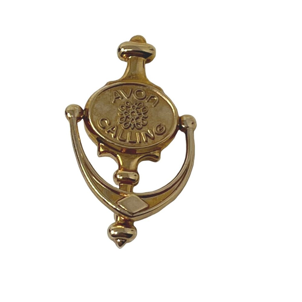 Avon Calling Brooch Door Knocker Moveable Advertising Representative Lapel Pin